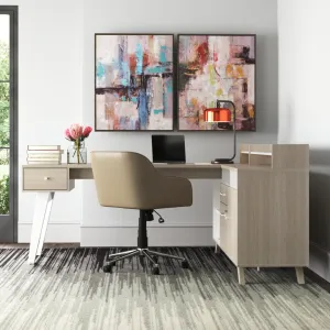 Helsy L-Shaped Desk with Power Bar and Removable Hutch Natural Walnut Mercury Row® Color: Soft Elm