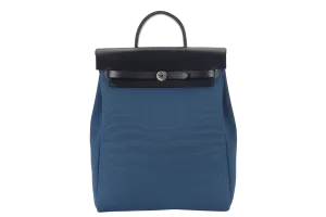 HERMES HERBAG A DOS ZIP RETOURNE TILT STAMP Z (2021) NAVY BLUE TOILE CANVAS & BLACK HUNTER LEATHER PALLADIUM HARDWARE STAMP Z (2021) WITH LOCK&KEYS, POUCH, DUST COVER AND BOX
