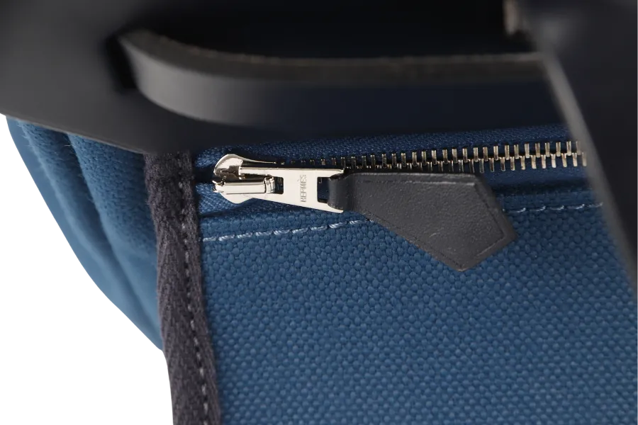 HERMES HERBAG A DOS ZIP RETOURNE TILT STAMP Z (2021) NAVY BLUE TOILE CANVAS & BLACK HUNTER LEATHER PALLADIUM HARDWARE STAMP Z (2021) WITH LOCK&KEYS, POUCH, DUST COVER AND BOX