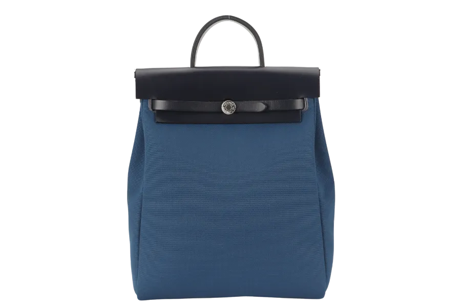HERMES HERBAG A DOS ZIP RETOURNE TILT STAMP Z (2021) NAVY BLUE TOILE CANVAS & BLACK HUNTER LEATHER PALLADIUM HARDWARE STAMP Z (2021) WITH LOCK&KEYS, POUCH, DUST COVER AND BOX