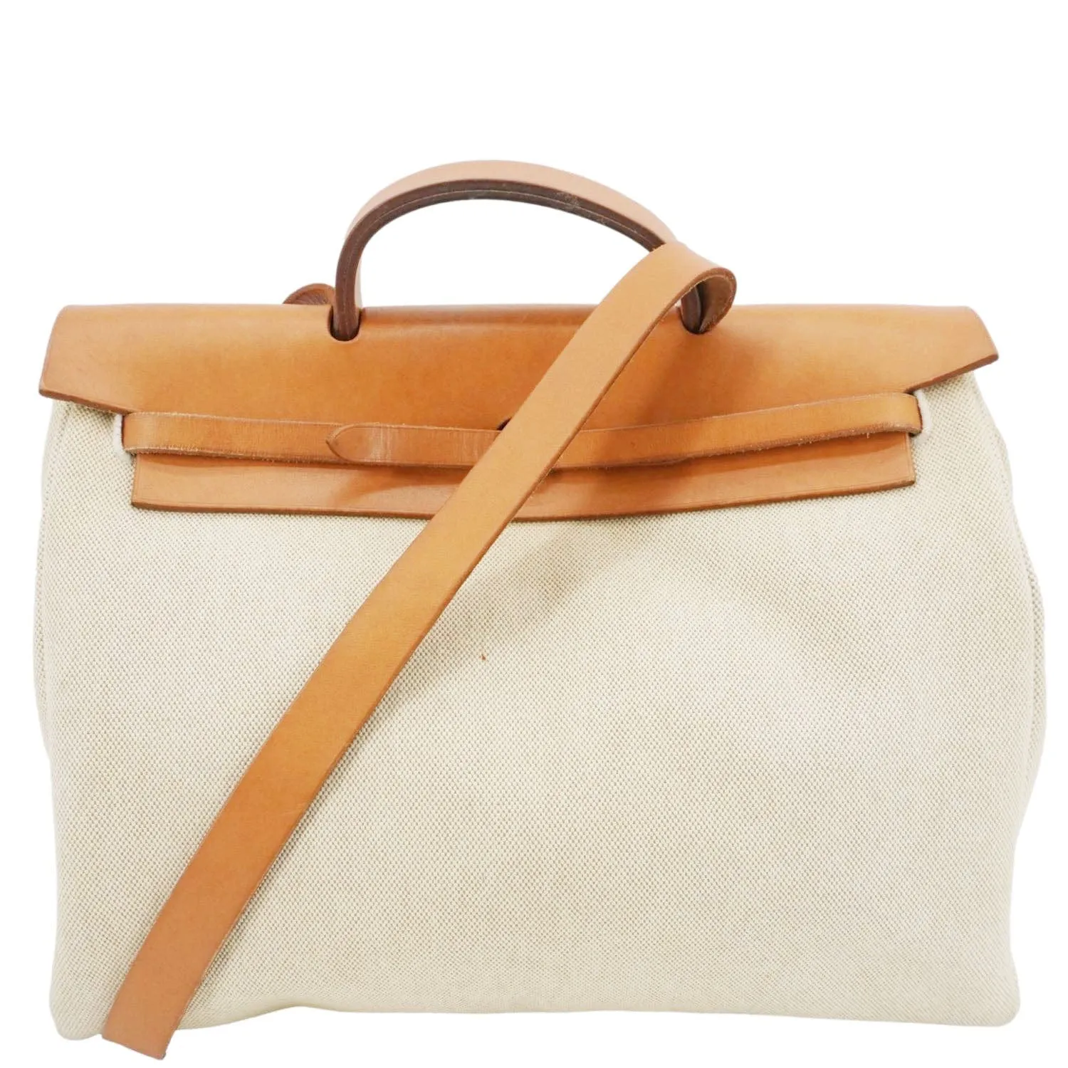 HERMES Herbag Toile Canvas Tote Shoulder Bag Off White