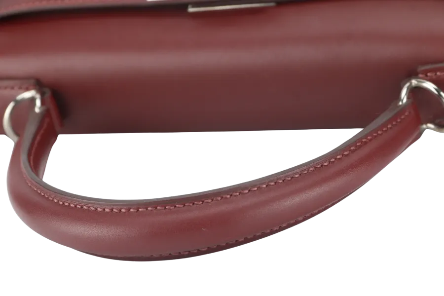 HERMES KELLY 28 STAMP C (YEAR 2019) LETTRE M ROUGE H VERMILLION, ROSE TYRIEN EPSOM, CHEVRE SOMBRERO SILVER HARDWARE WITH LOCK&KEYS, RAINCOAT AND DUST COVER