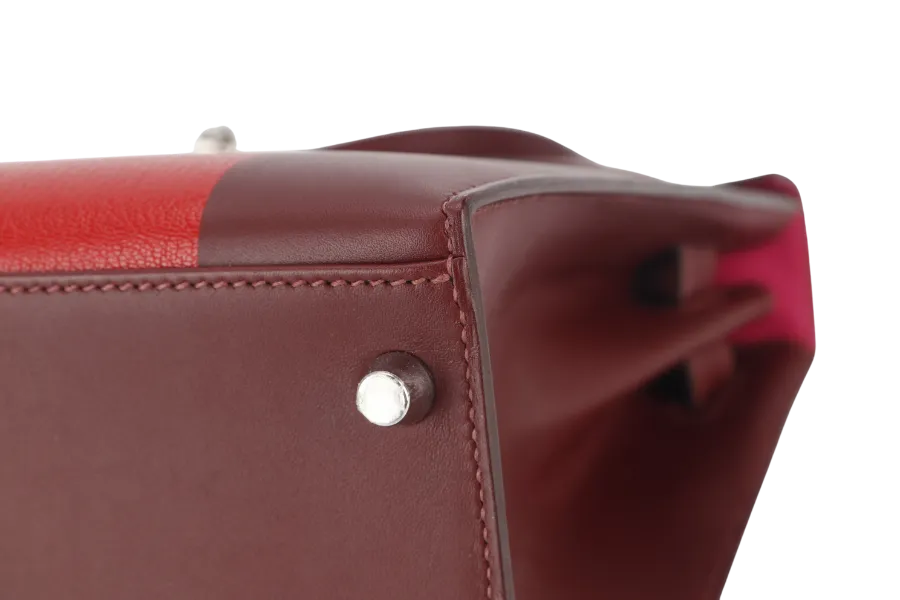 HERMES KELLY 28 STAMP C (YEAR 2019) LETTRE M ROUGE H VERMILLION, ROSE TYRIEN EPSOM, CHEVRE SOMBRERO SILVER HARDWARE WITH LOCK&KEYS, RAINCOAT AND DUST COVER