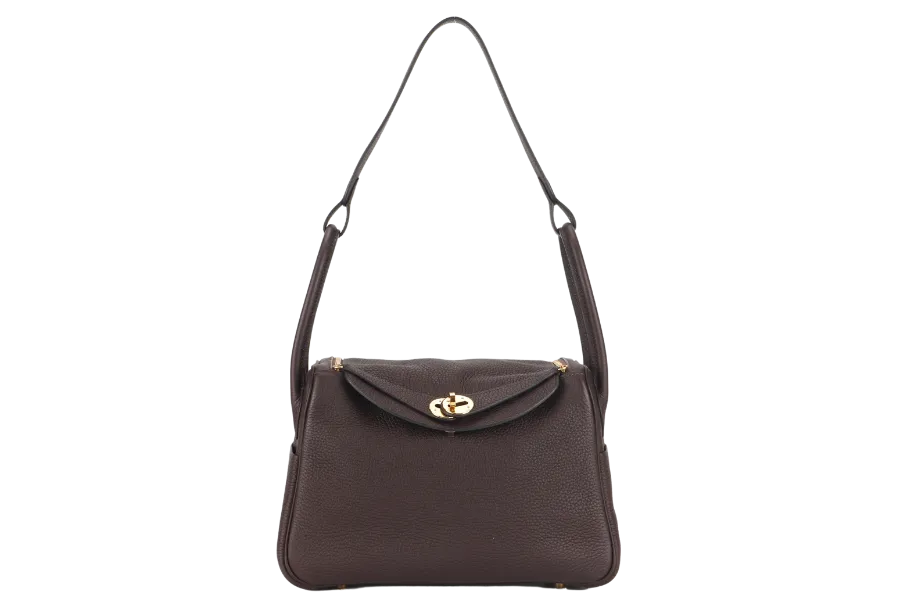 HERMES LINDY 26 ROUGE SELLIER CLEMENCE GOLD HARDWARE STAMP Z (YEAR 2021) WITH DUST COVER, RAINCOAT AND BOX