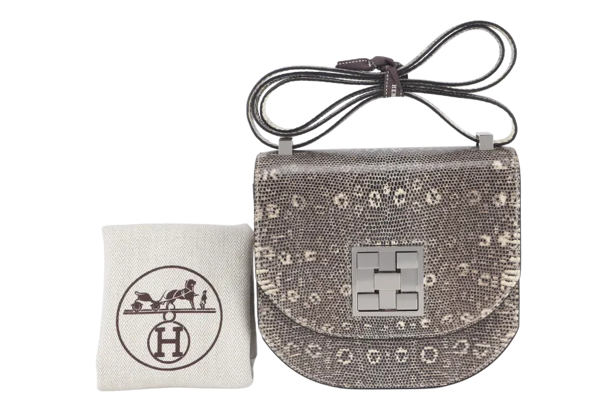 HERMES MOSAIQUE MINI 17 STAMP D (YEAR 2019) OMBRE LIZARD SILVER HARDWARE WITH DUST COVER