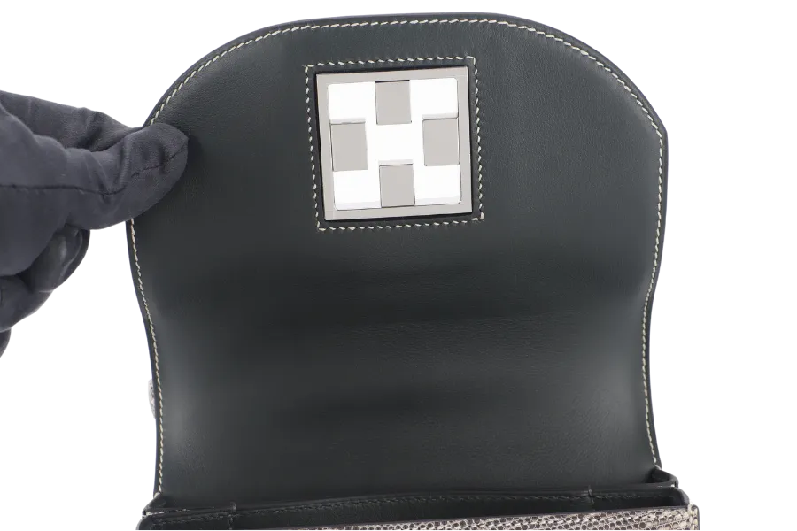 HERMES MOSAIQUE MINI 17 STAMP D (YEAR 2019) OMBRE LIZARD SILVER HARDWARE WITH DUST COVER