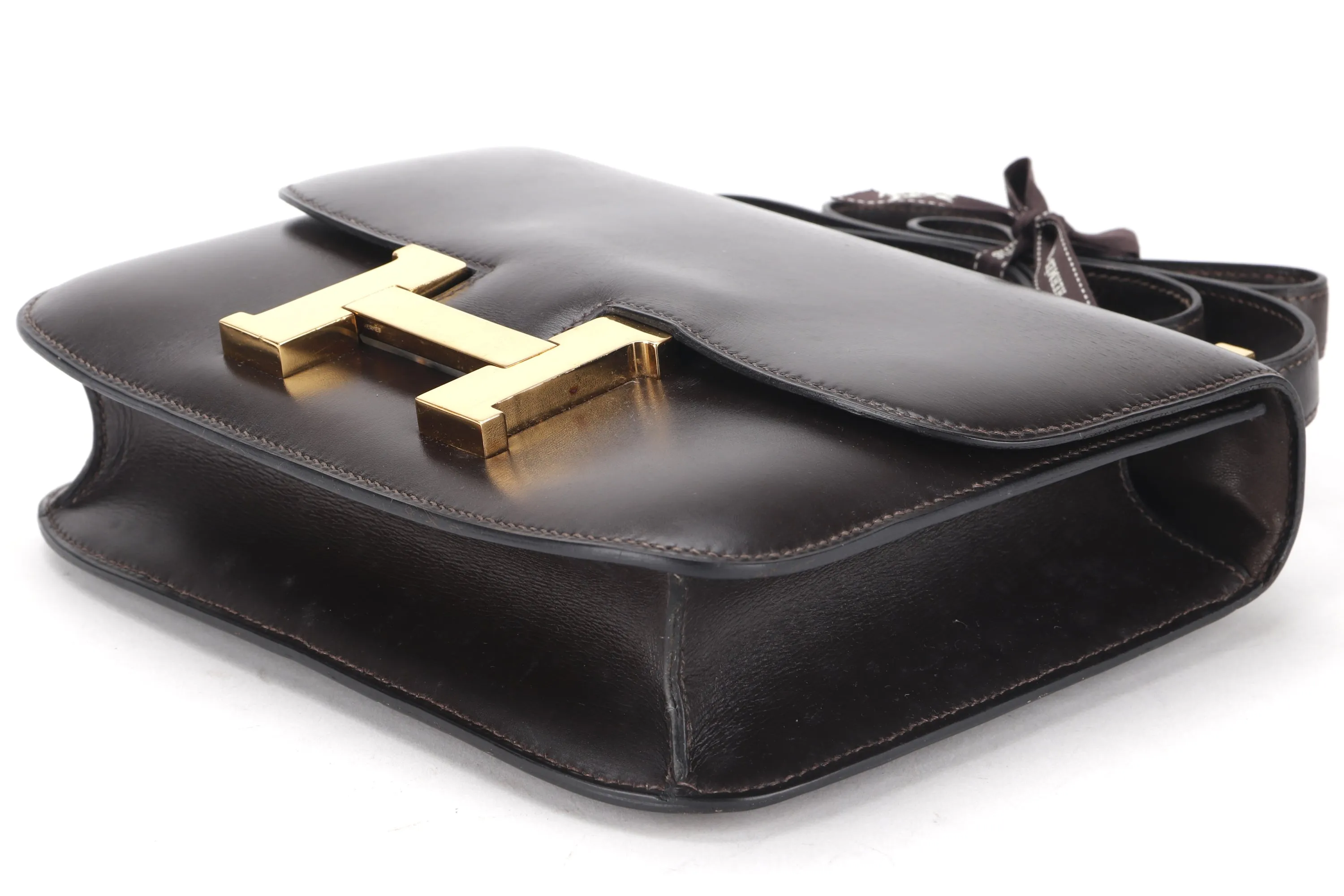 HERMES VINTAGE CONSTANCE 23 (STAMP Z (1970)) DARK BROWN BOX LEATHER GOLD HARDWARE, WITH DUST COVER