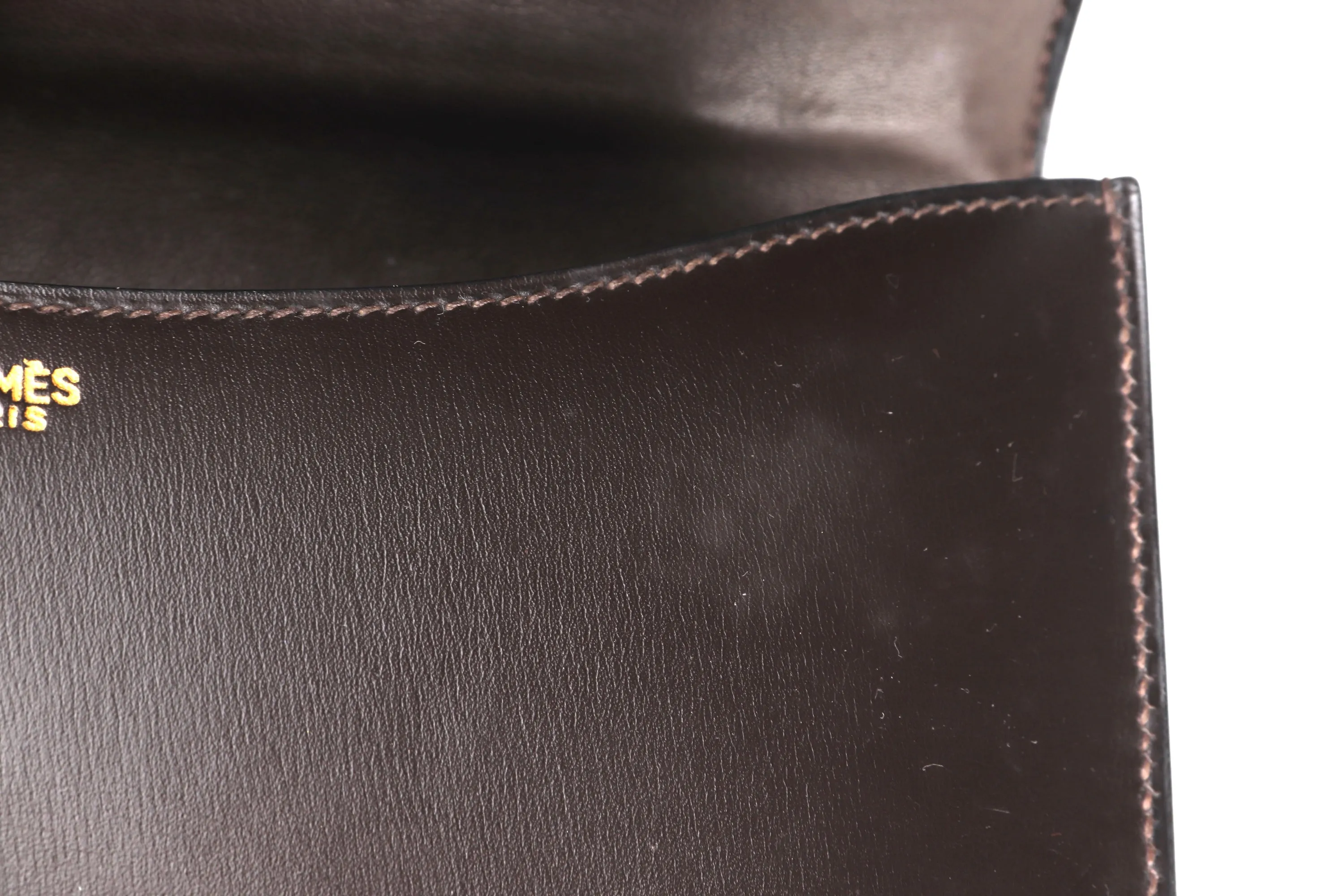 HERMES VINTAGE CONSTANCE 23 (STAMP Z (1970)) DARK BROWN BOX LEATHER GOLD HARDWARE, WITH DUST COVER