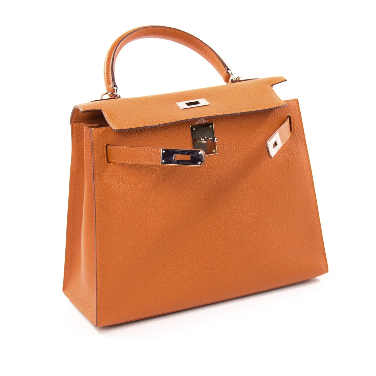 Hermès Kelly 28 Sellier Orange Chevre Mysore