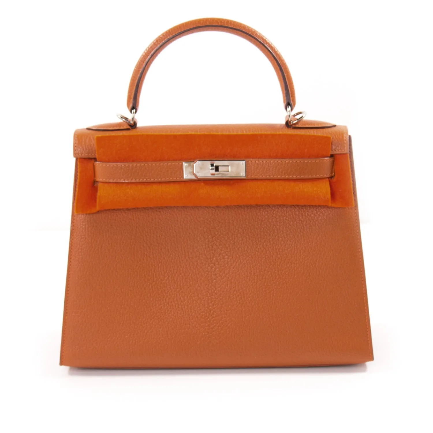 Hermès Kelly 28 Sellier Orange Chevre Mysore