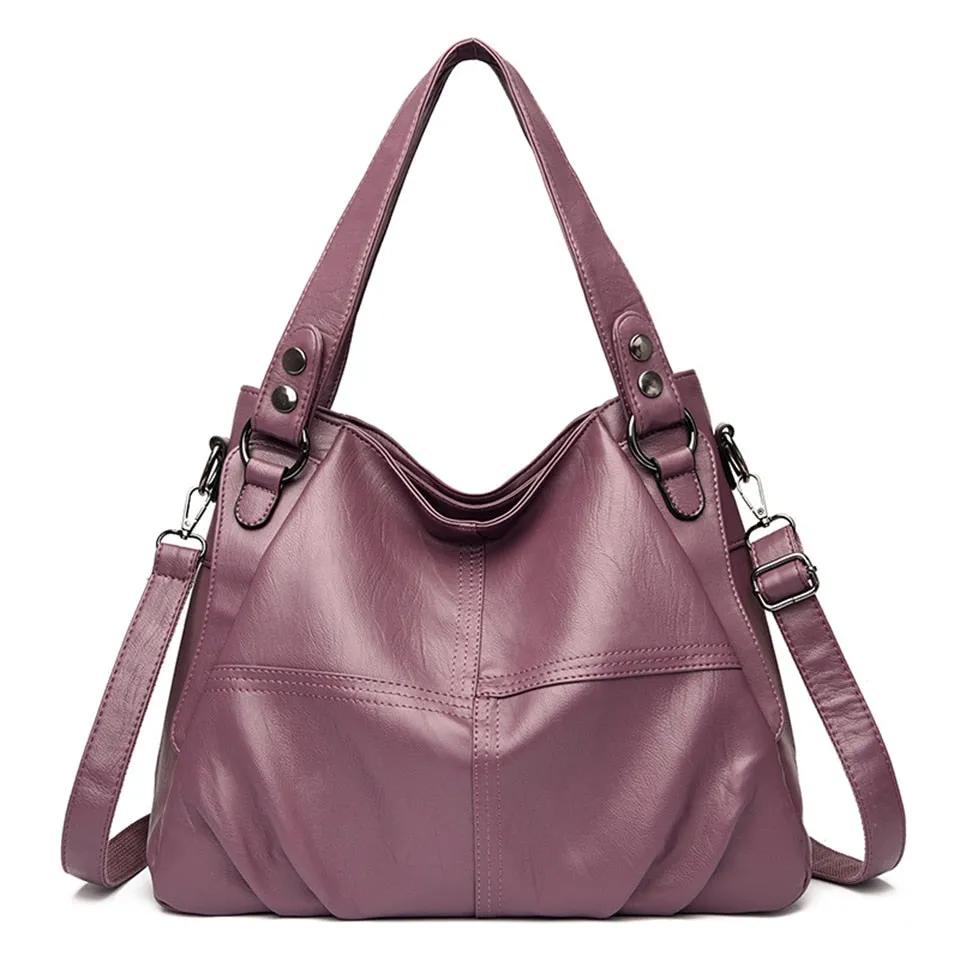 High-end Leather Top-handle Bag Casual Tote Large Capacity Woman Bags Luxury Designer Handbag Purses Brand Shoulder Sac A Main