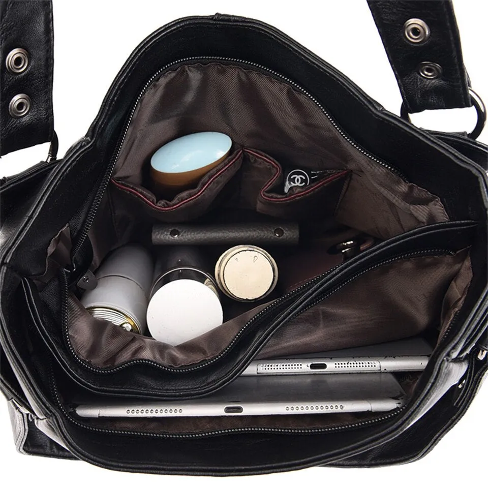 High-end Leather Top-handle Bag Casual Tote Large Capacity Woman Bags Luxury Designer Handbag Purses Brand Shoulder Sac A Main