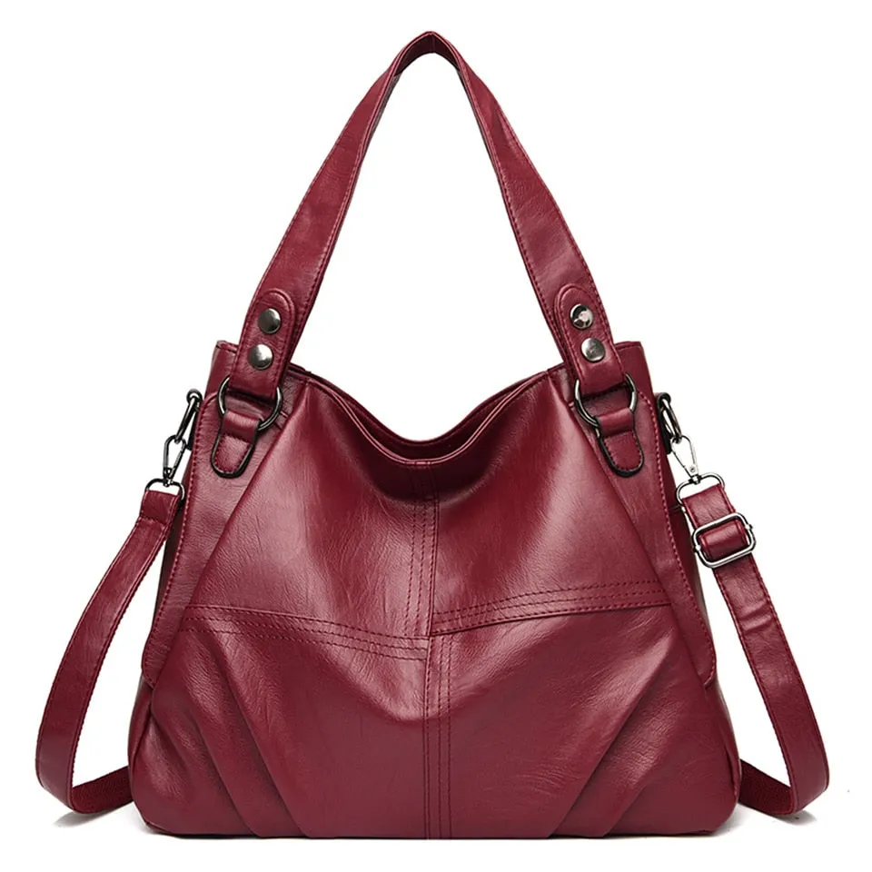 High-end Leather Top-handle Bag Casual Tote Large Capacity Woman Bags Luxury Designer Handbag Purses Brand Shoulder Sac A Main