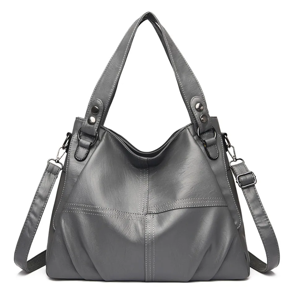 High-end Leather Top-handle Bag Casual Tote Large Capacity Woman Bags Luxury Designer Handbag Purses Brand Shoulder Sac A Main