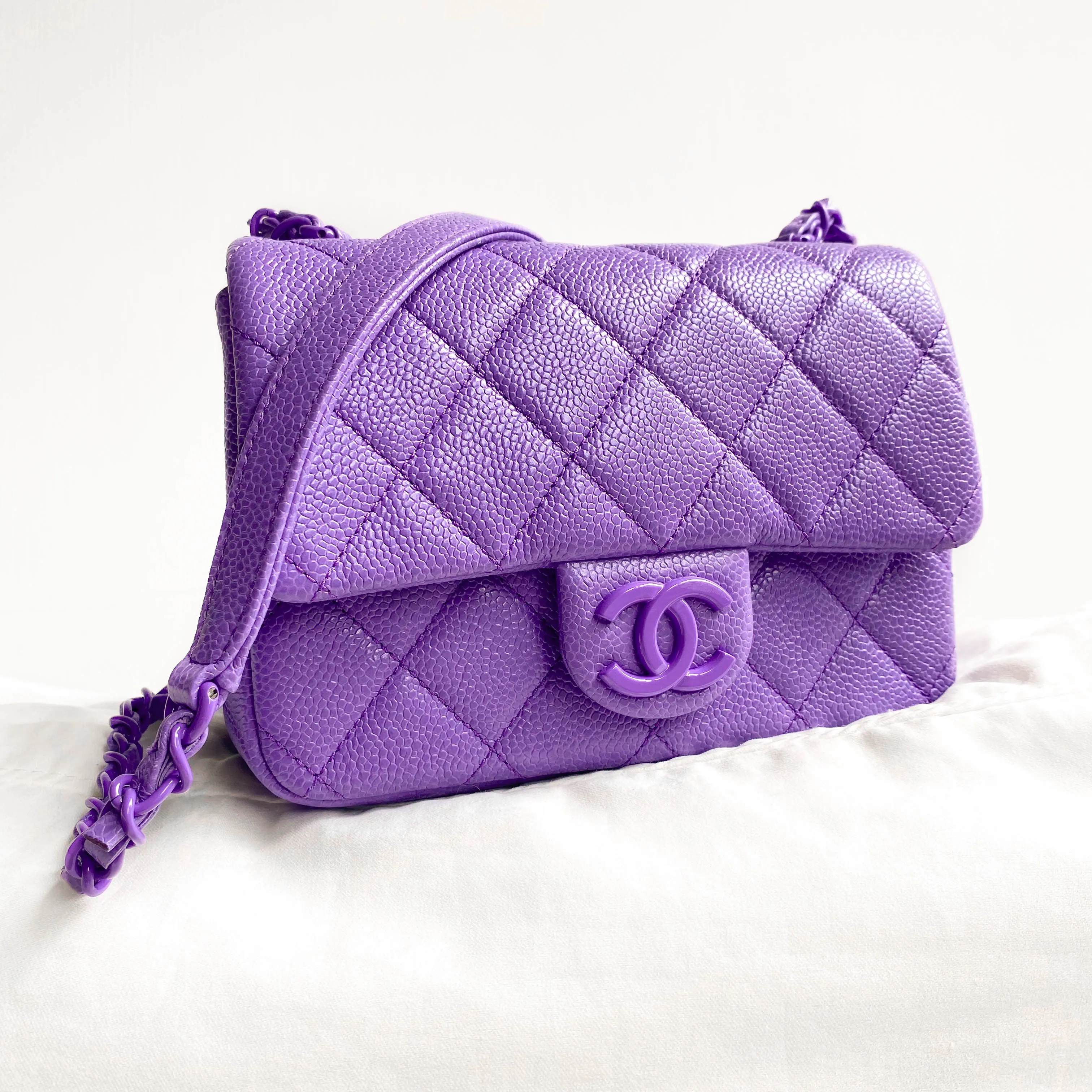 Incognito Mini Square Flap Bag in 20S Purple Caviar