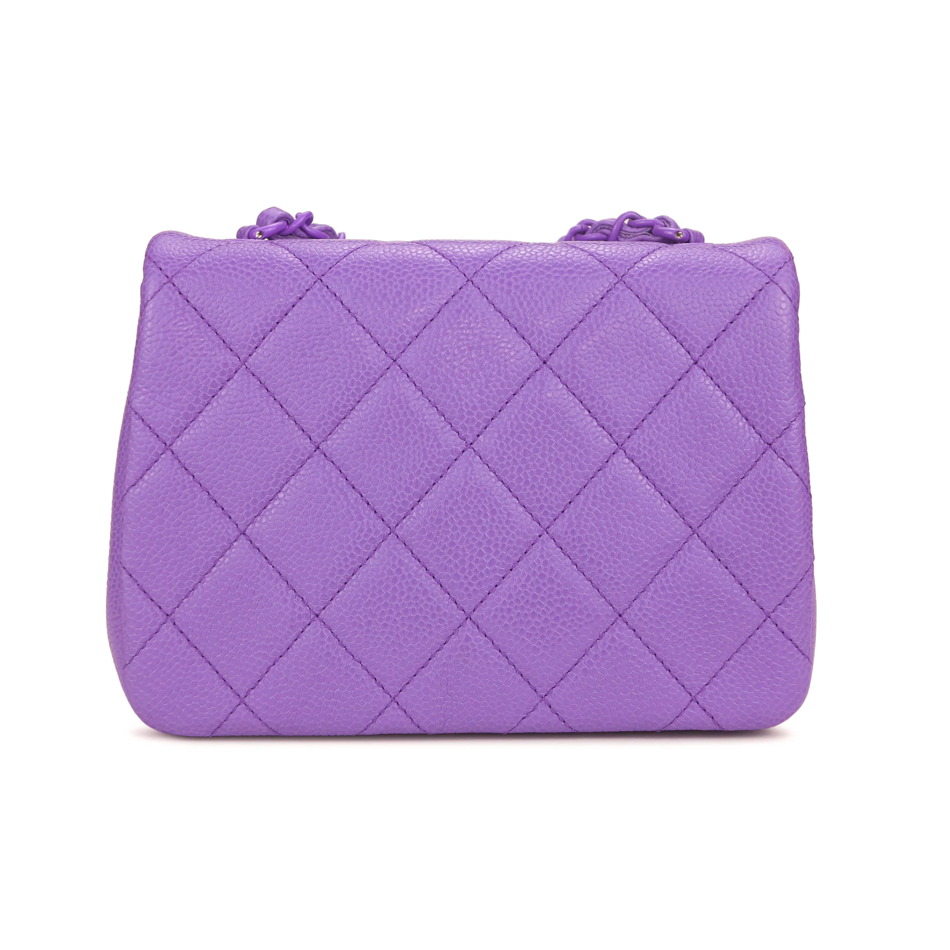 Incognito Mini Square Flap Bag in 20S Purple Caviar