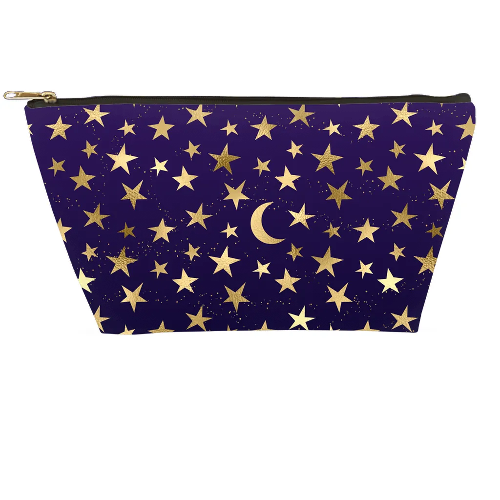 Indigo Stars and Moon Celestial Accessory Pouches