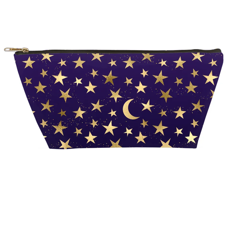 Indigo Stars and Moon Celestial Accessory Pouches