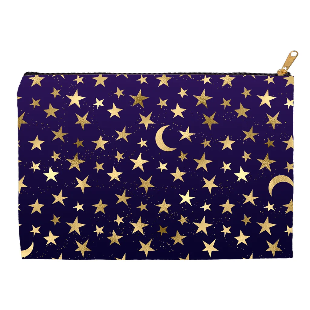 Indigo Stars and Moon Celestial Accessory Pouches