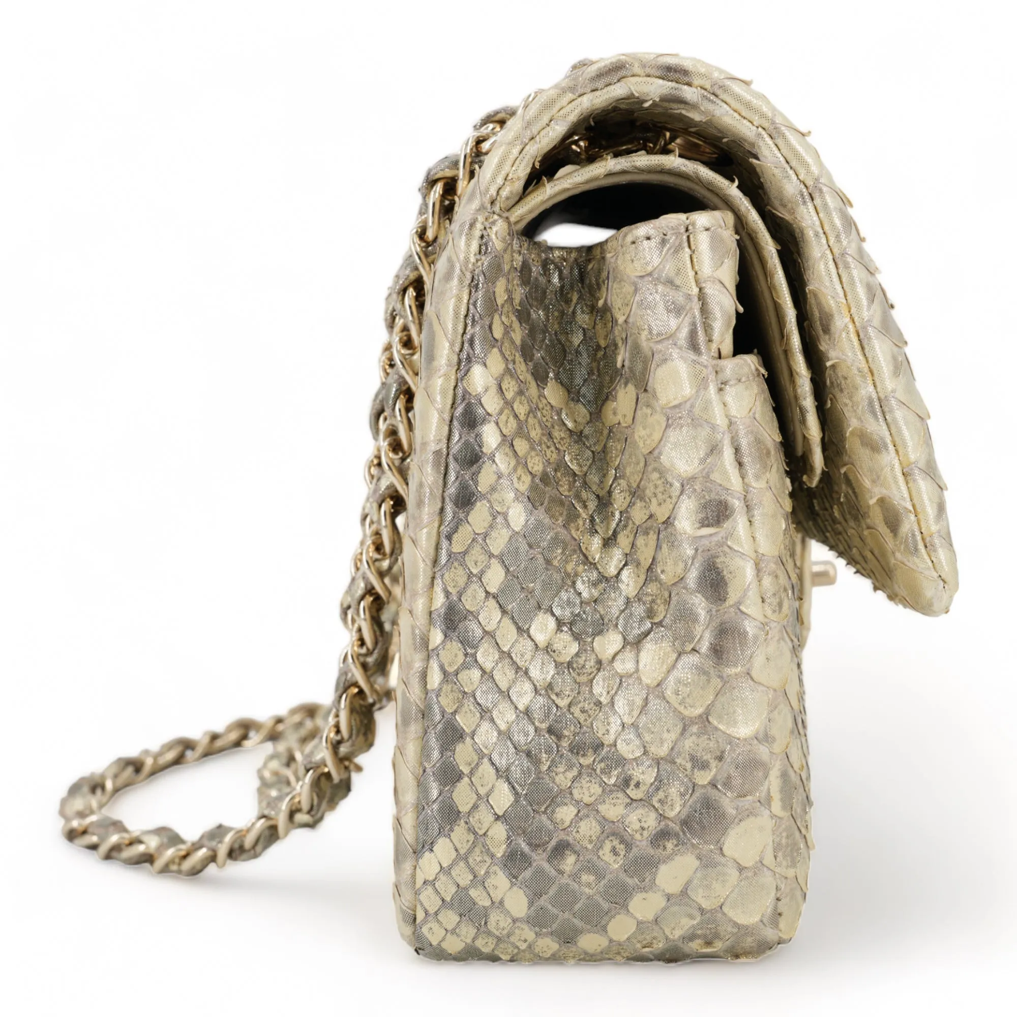 Iridescent Natural Python Medium Classic Double Flap Bag