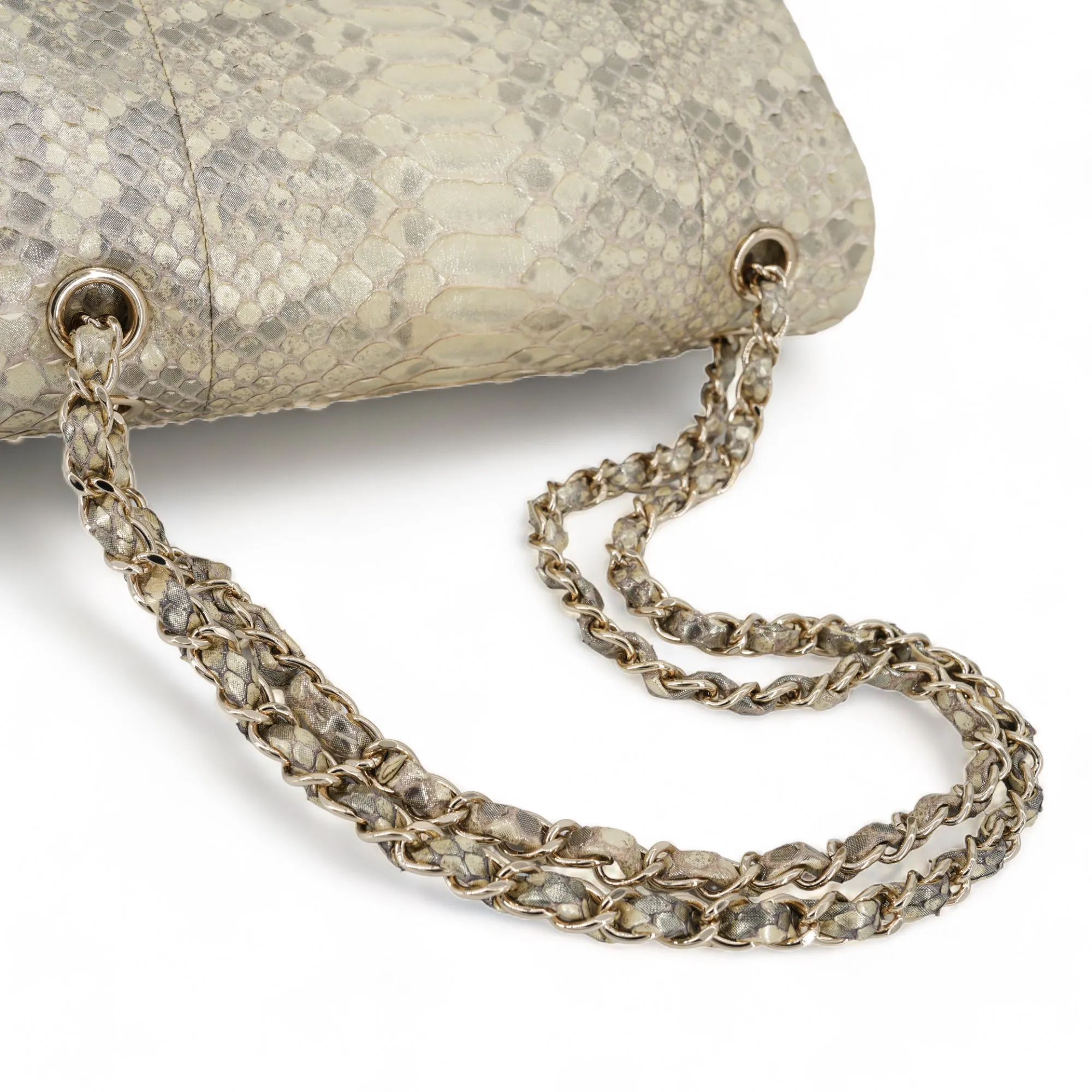 Iridescent Natural Python Medium Classic Double Flap Bag