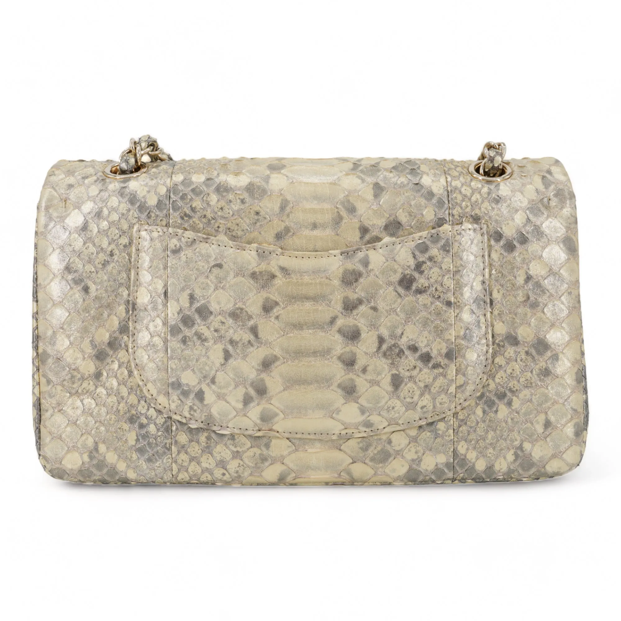 Iridescent Natural Python Medium Classic Double Flap Bag