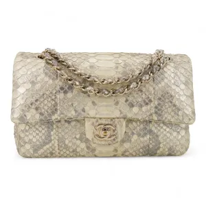 Iridescent Natural Python Medium Classic Double Flap Bag