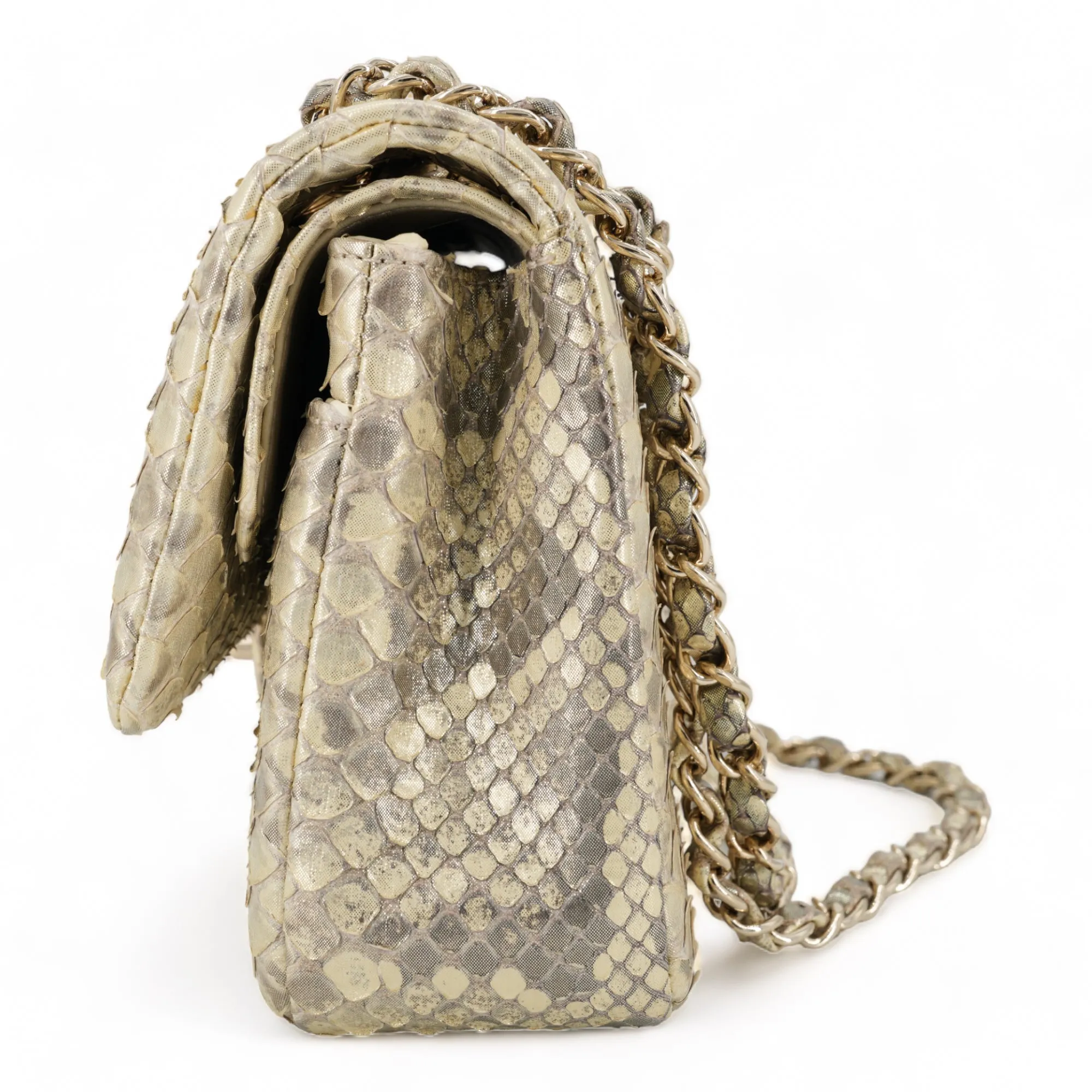 Iridescent Natural Python Medium Classic Double Flap Bag