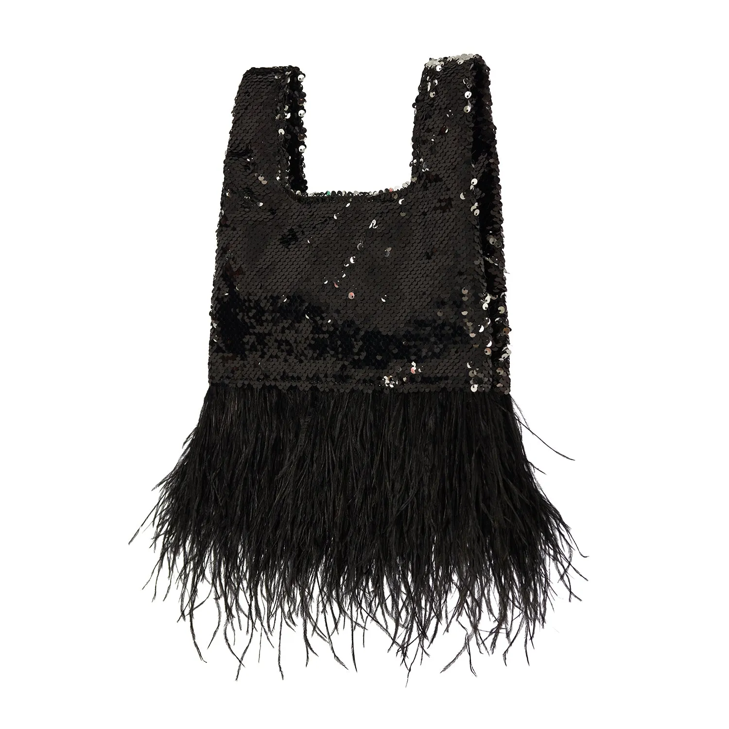 Jade In Black/ Silver Sequin With Feather