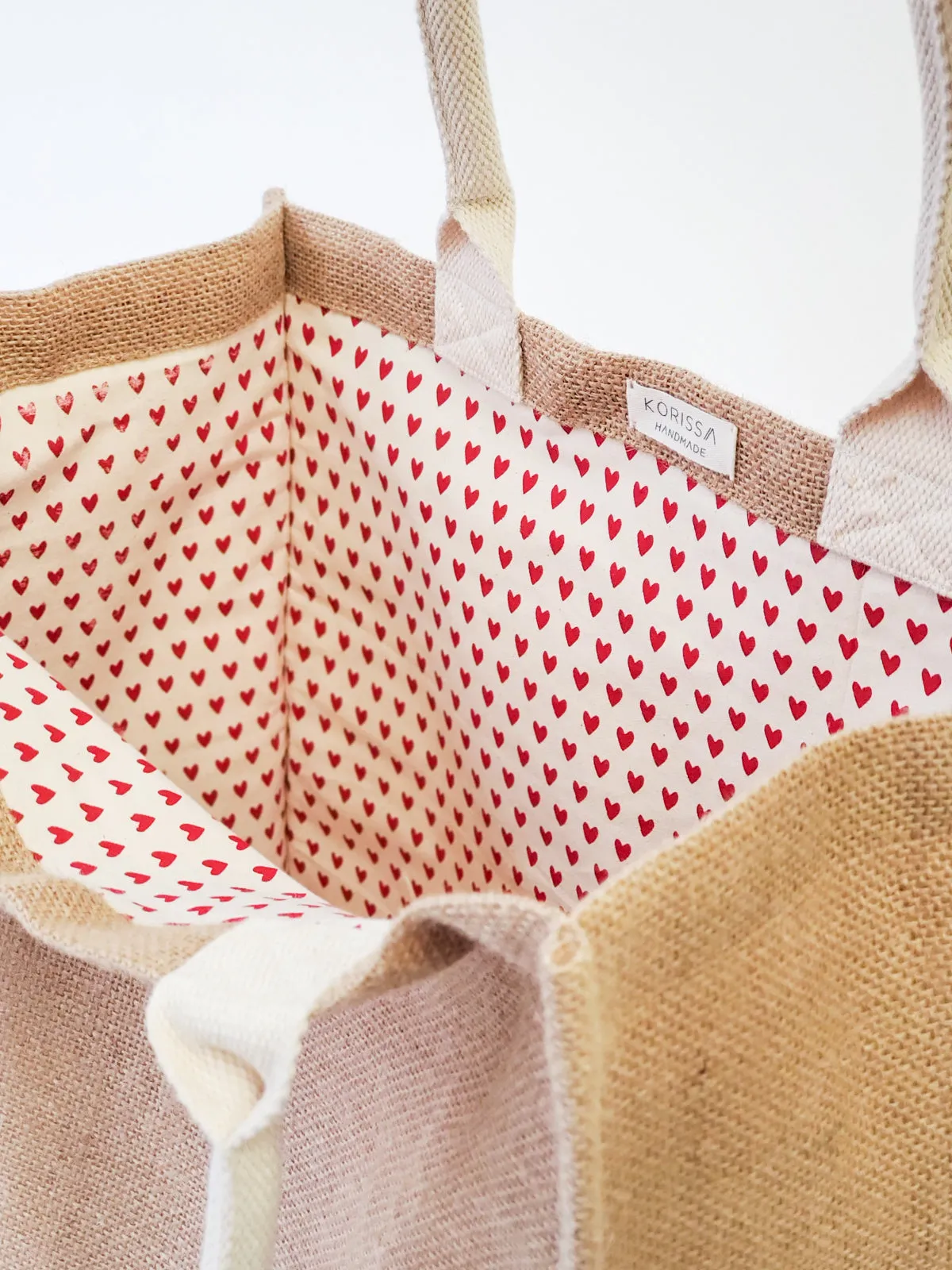 Jute Canvas Market Bag - Love