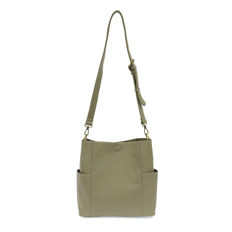 Kayleigh Side Pocket Bucket Bag in Sage