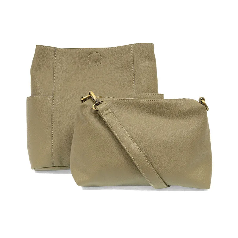 Kayleigh Side Pocket Bucket Bag in Sage
