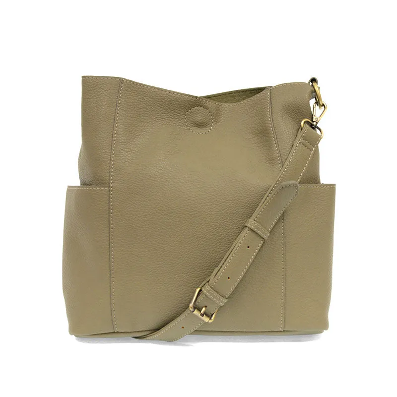 Kayleigh Side Pocket Bucket Bag in Sage