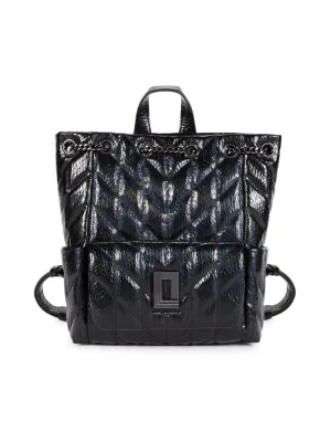 Lafayette Karl Lagerfeld Paris Quilted Backpack, Black Gunmetal