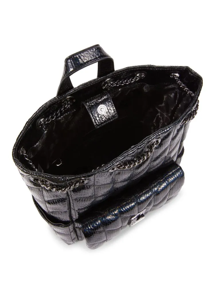 Lafayette Karl Lagerfeld Paris Quilted Backpack, Black Gunmetal
