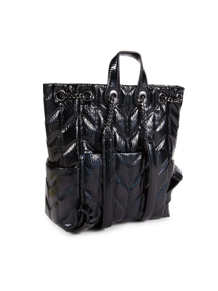 Lafayette Karl Lagerfeld Paris Quilted Backpack, Black Gunmetal