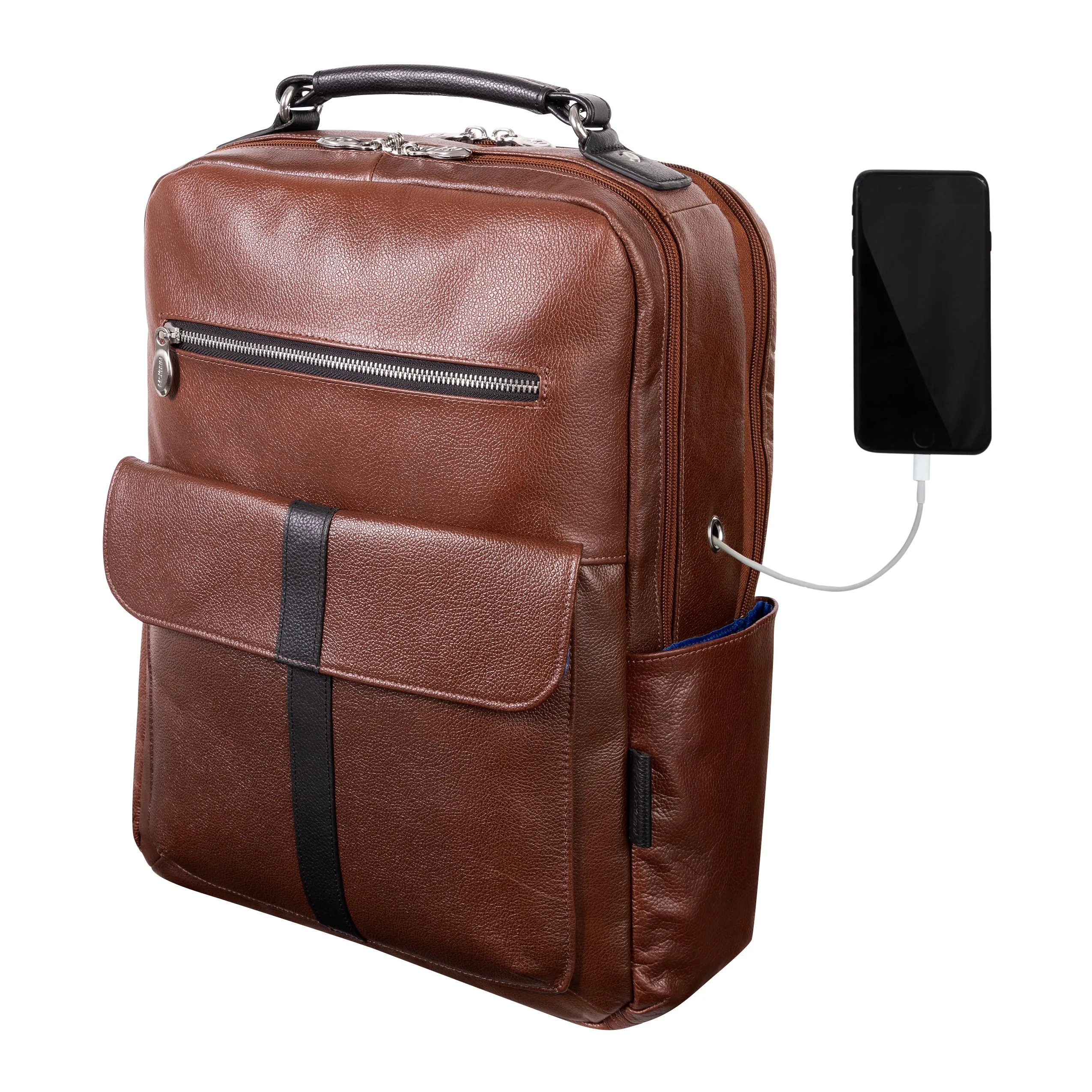 LOGAN | 17” Leather Two-Tone Laptop Backpack