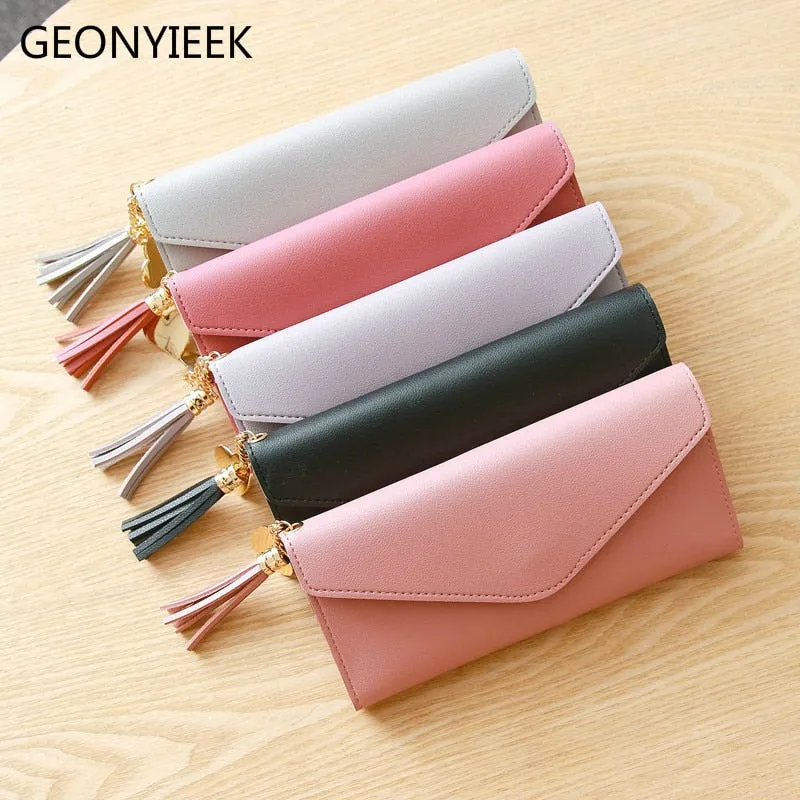 Long Wallet Women Purses Tassel Fashion Coin Purse Card Holder Wallet