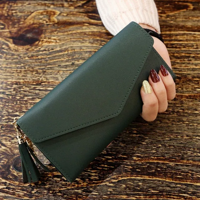 Long Wallet Women Purses Tassel Fashion Coin Purse Card Holder Wallet