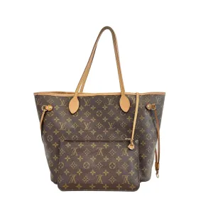 Louis Vuitton - LV Neverfull MM - Brown Monogram Tote w/ Pouch