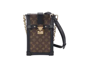 LOUIS VUITTON M63913 POCHETTE TRUNK VERTICALE BROWN MONOGRAM CANVAS GOLD HARDWARE WITH DUST COVER