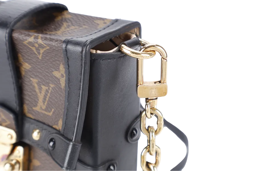 LOUIS VUITTON M63913 POCHETTE TRUNK VERTICALE BROWN MONOGRAM CANVAS GOLD HARDWARE WITH DUST COVER