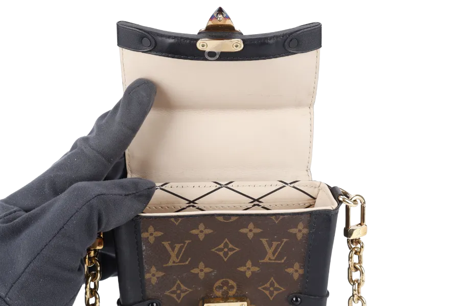 LOUIS VUITTON M63913 POCHETTE TRUNK VERTICALE BROWN MONOGRAM CANVAS GOLD HARDWARE WITH DUST COVER