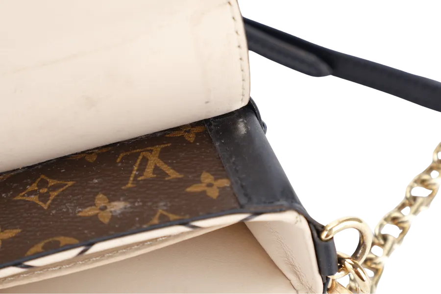 LOUIS VUITTON M63913 POCHETTE TRUNK VERTICALE BROWN MONOGRAM CANVAS GOLD HARDWARE WITH DUST COVER