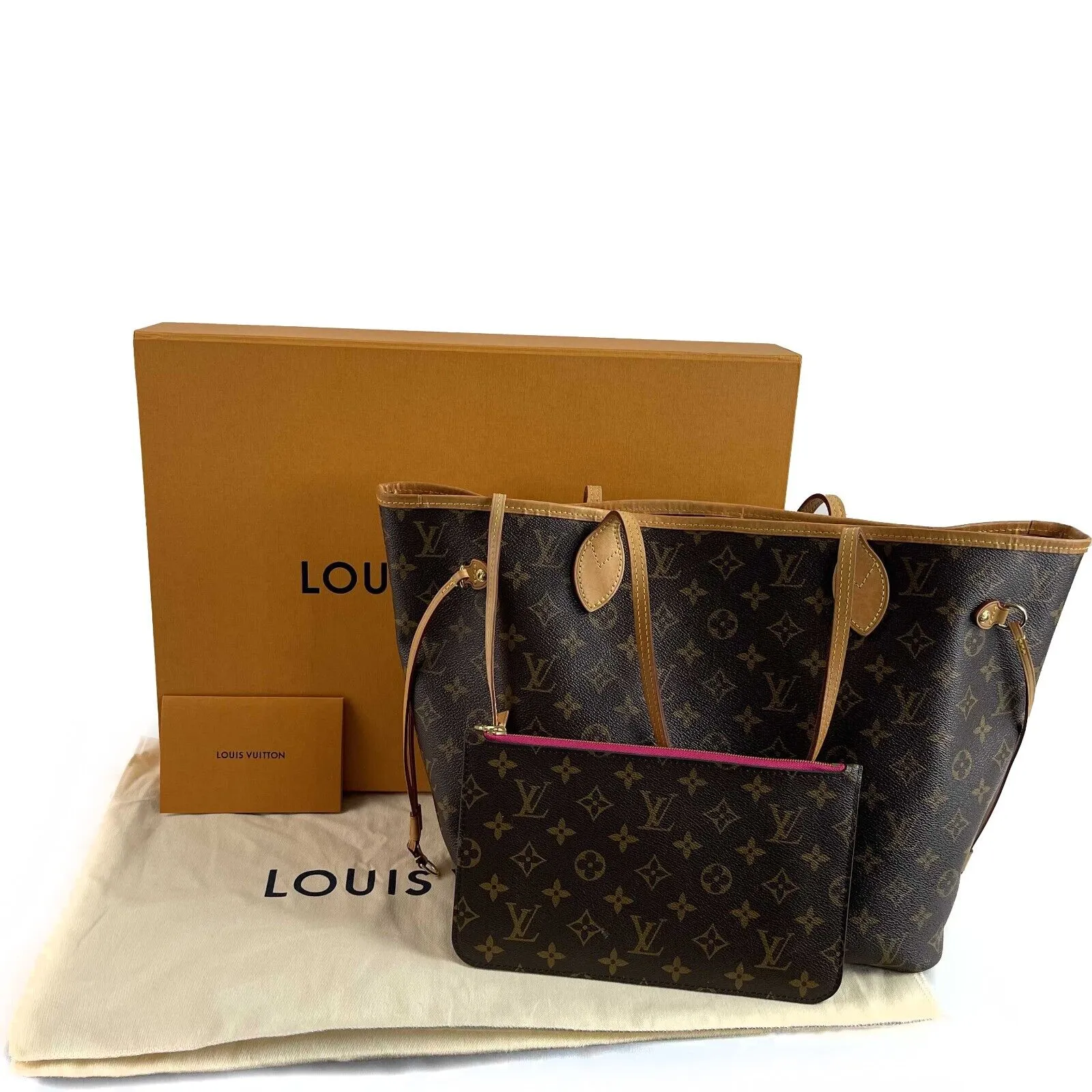 Louis Vuitton - Pristine LV Neverfull MM - Brown Monogram Canvas Tote - FULL KIT