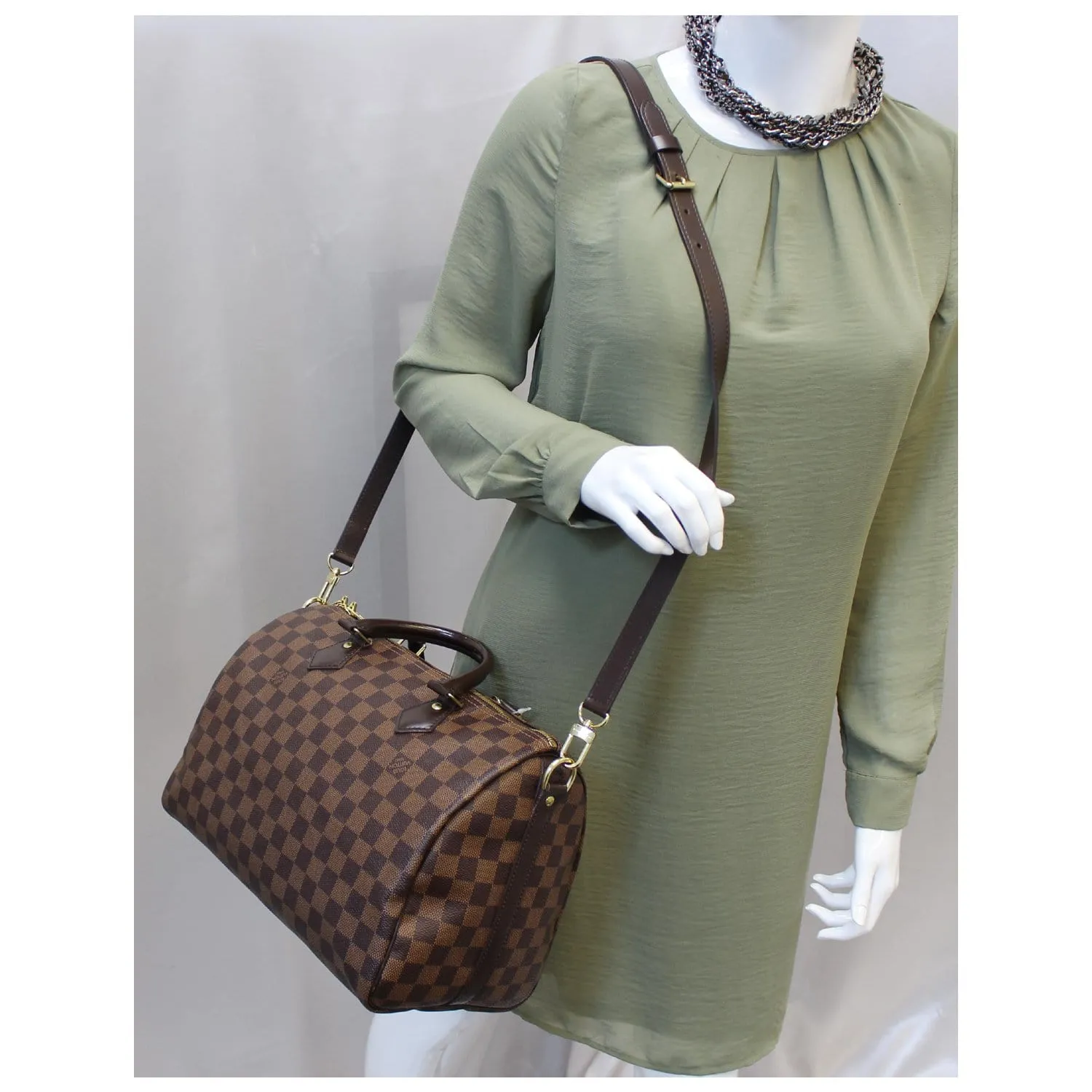 LOUIS VUITTON Speedy 30 Bandouliere Damier Ebene Shoulder Bag Brown