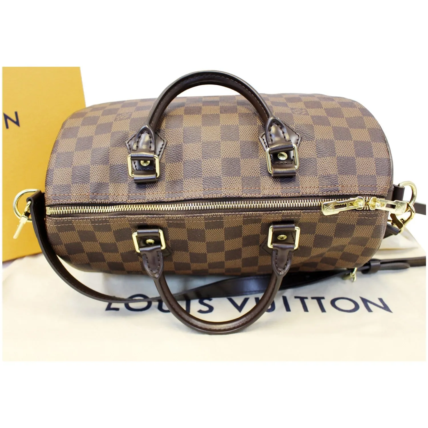 LOUIS VUITTON Speedy 30 Bandouliere Damier Ebene Shoulder Bag Brown