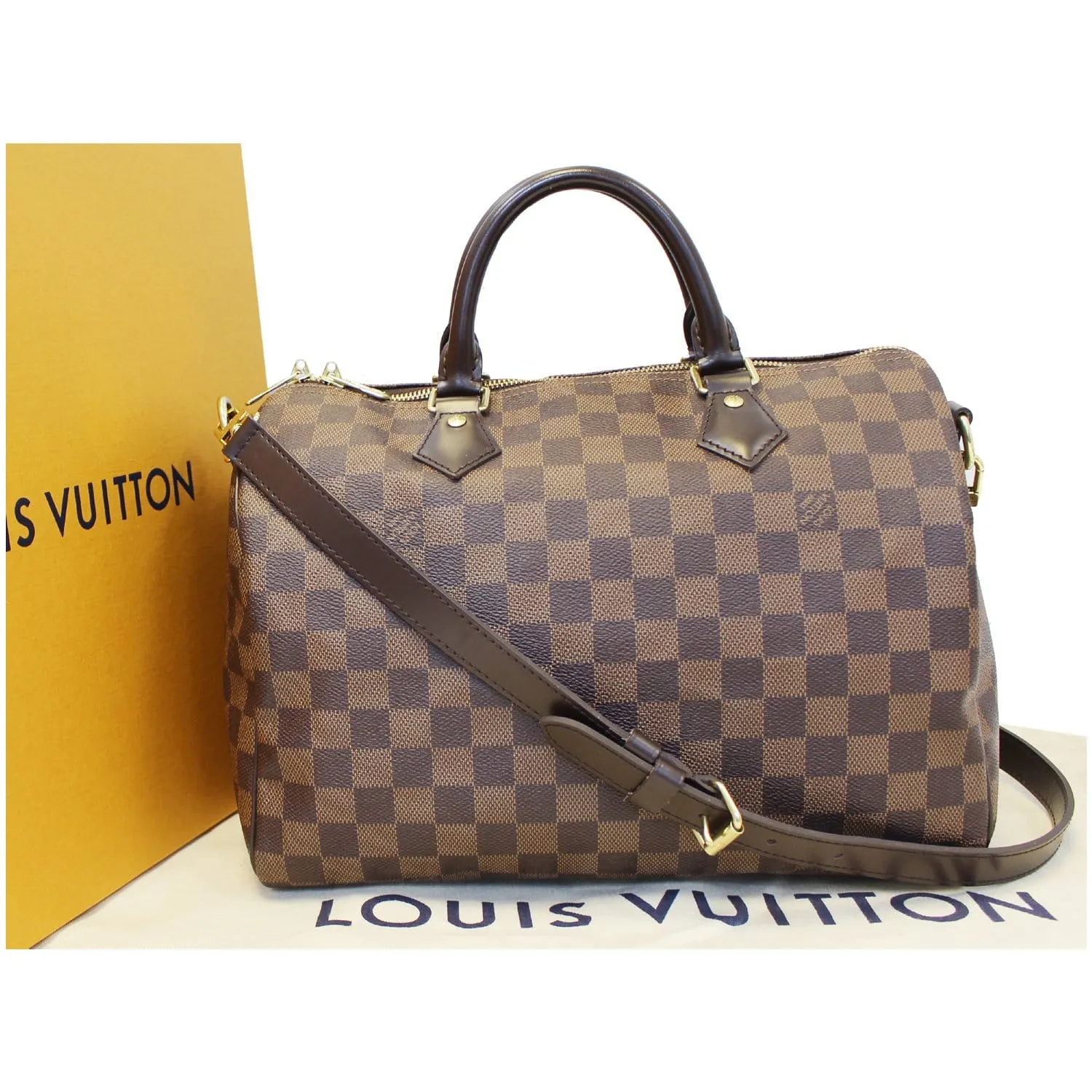 LOUIS VUITTON Speedy 30 Bandouliere Damier Ebene Shoulder Bag Brown
