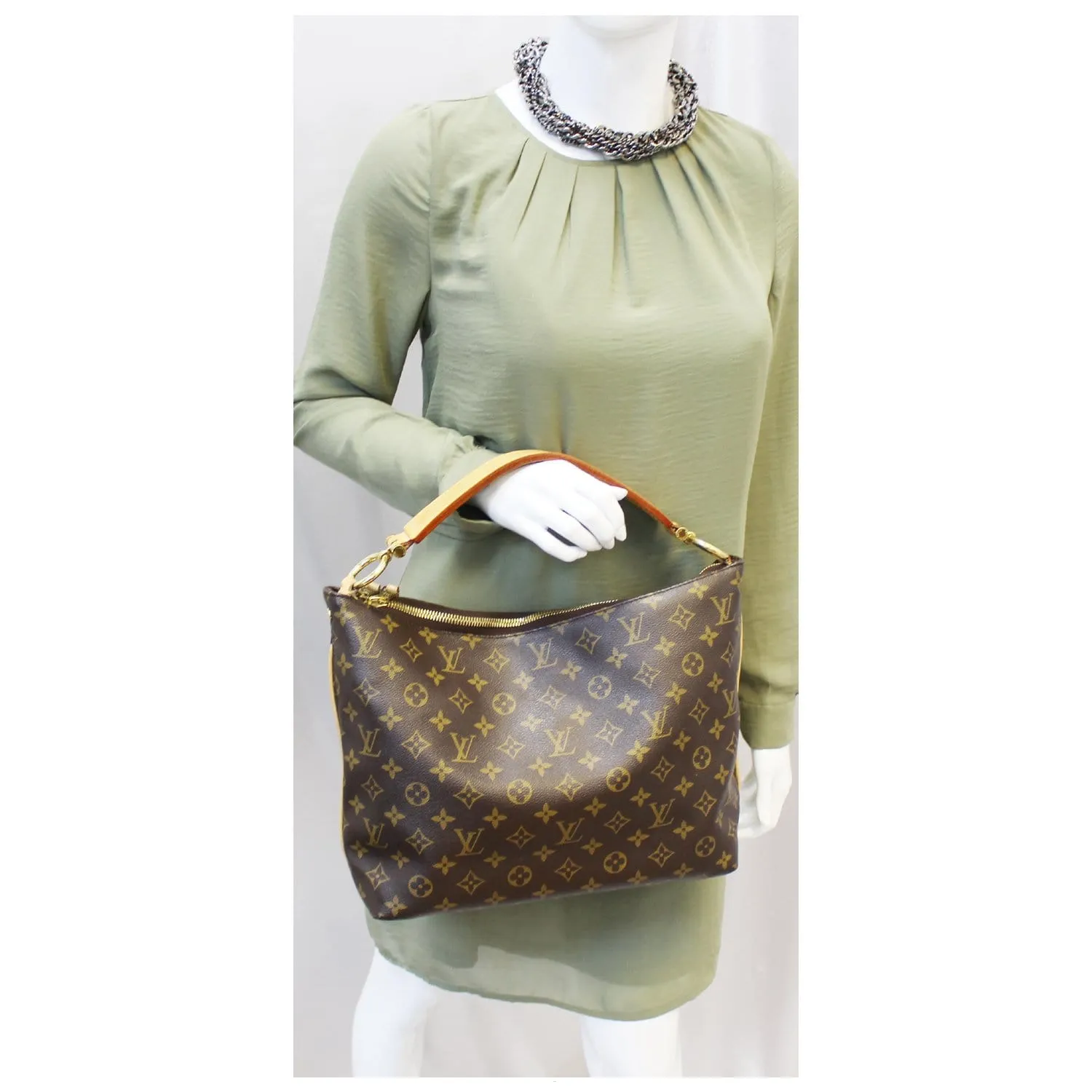 LOUIS VUITTON Sully PM Monogram Canvas Shoulder Bag Brown