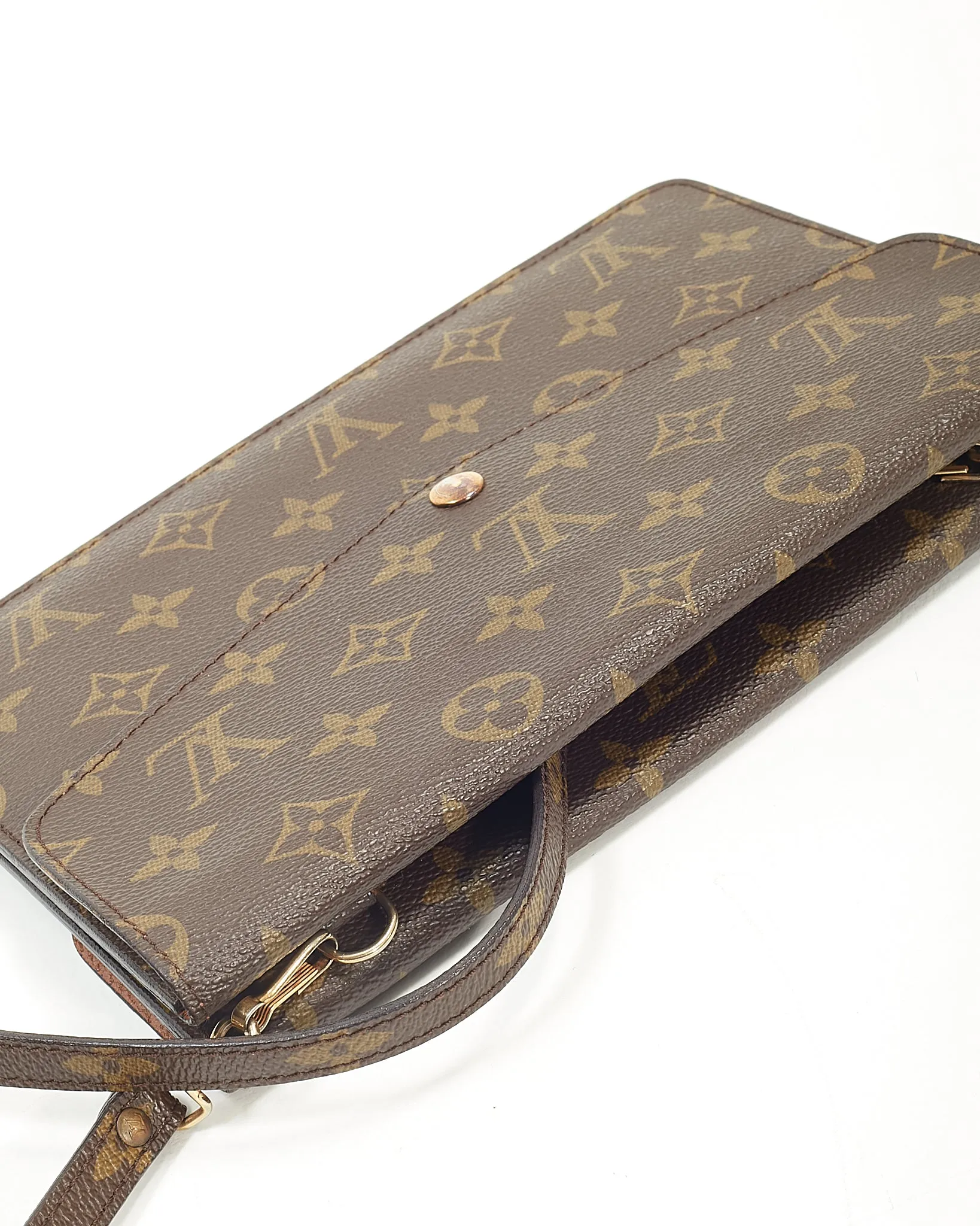 Louis Vuitton Vintage Monogram Canvas Rabbat Double Pochette Shoulder Bag